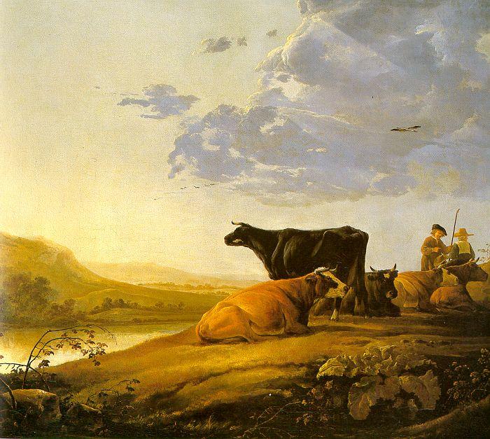 Aelbert Cuyp Young Herdsman with Cows by a River China oil painting art